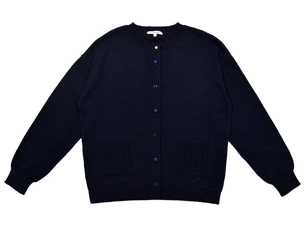 ネイビー ボタン付きカーディガン 金釦襟付きニットカーディガン - Vin NAVY - Vin｜YAMADAYA STORE